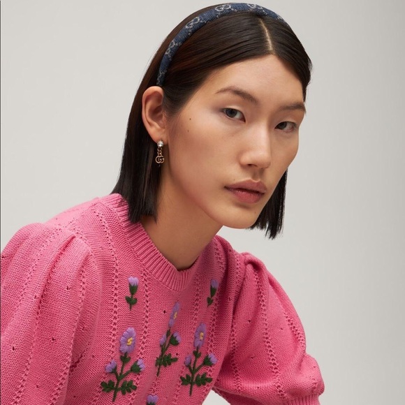 GUCCI Blue Eco-Washed Denim GG Headband - Picture 7 of 7